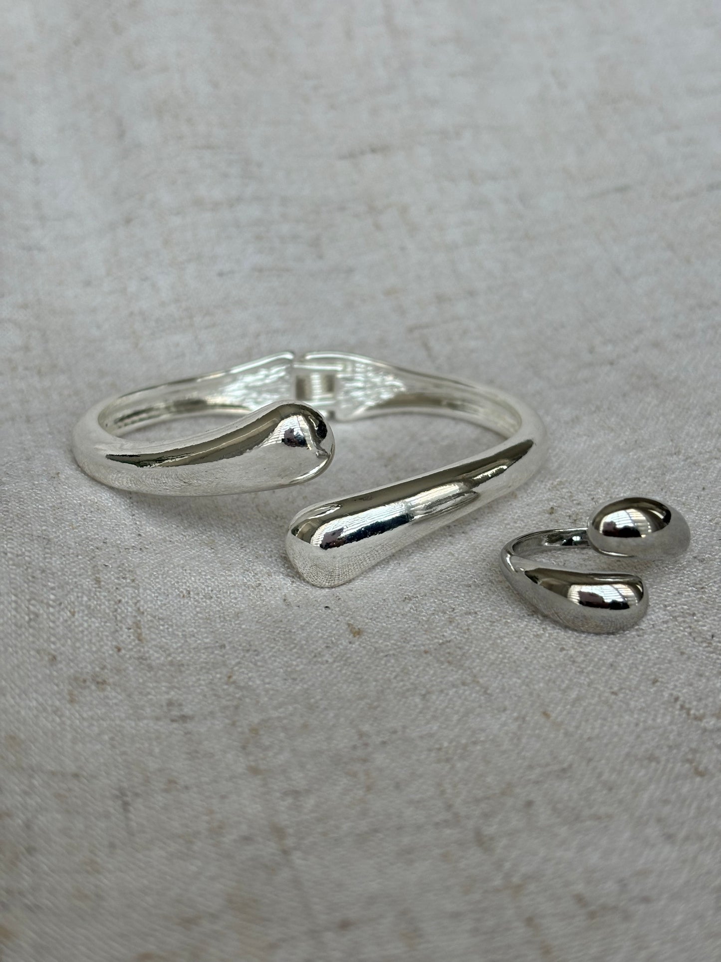 Silver Statement Cuff and Ring Set