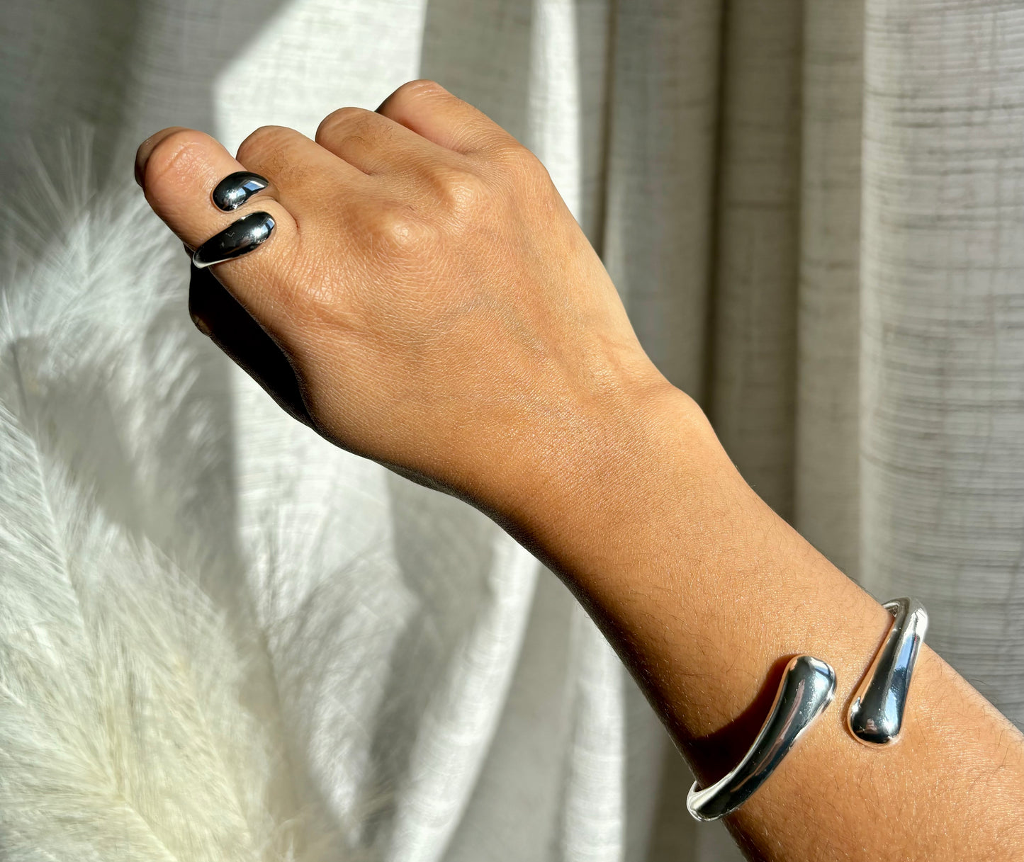 Silver Statement Cuff and Ring Set