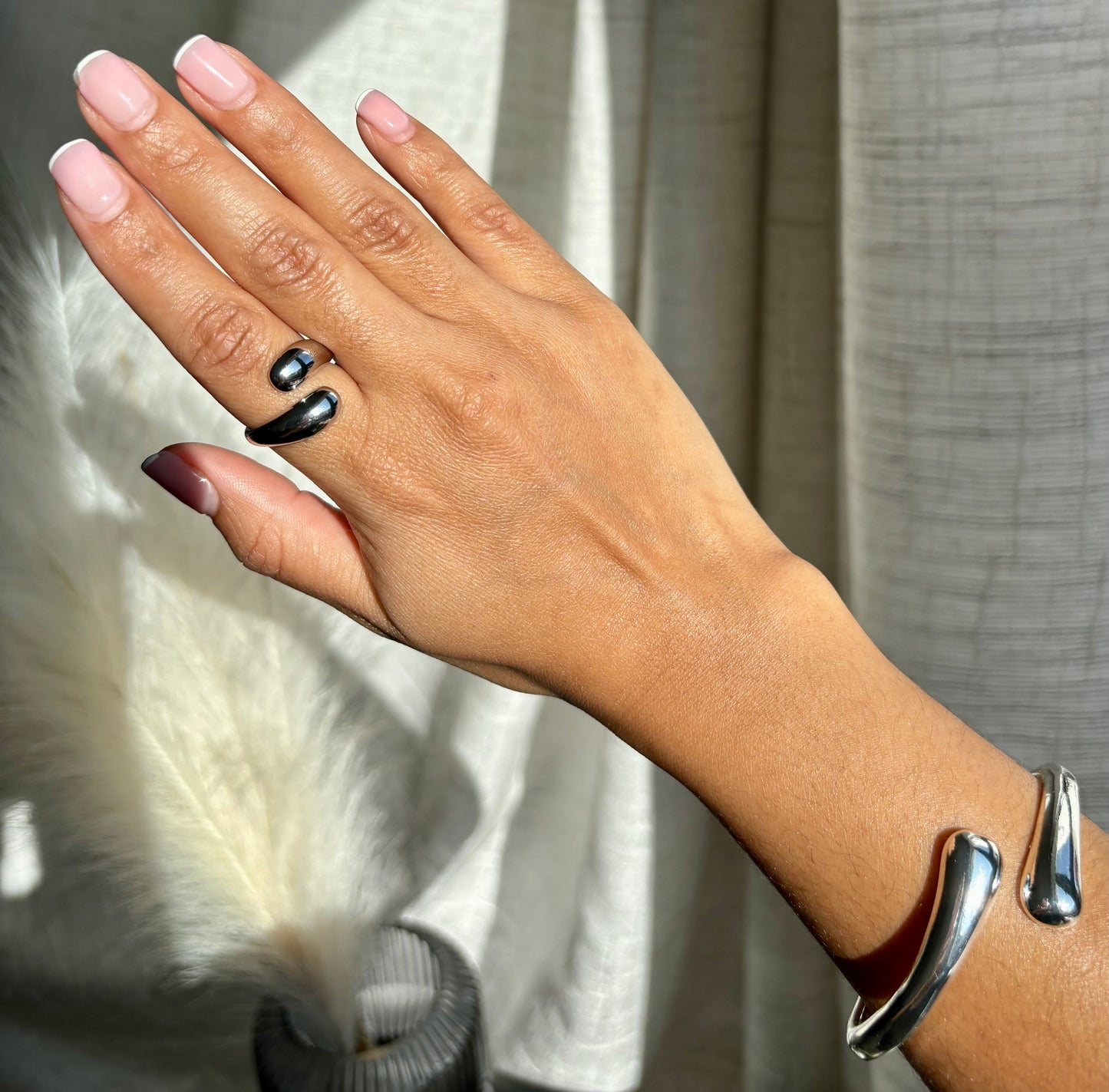 Silver Statement Cuff and Ring Set