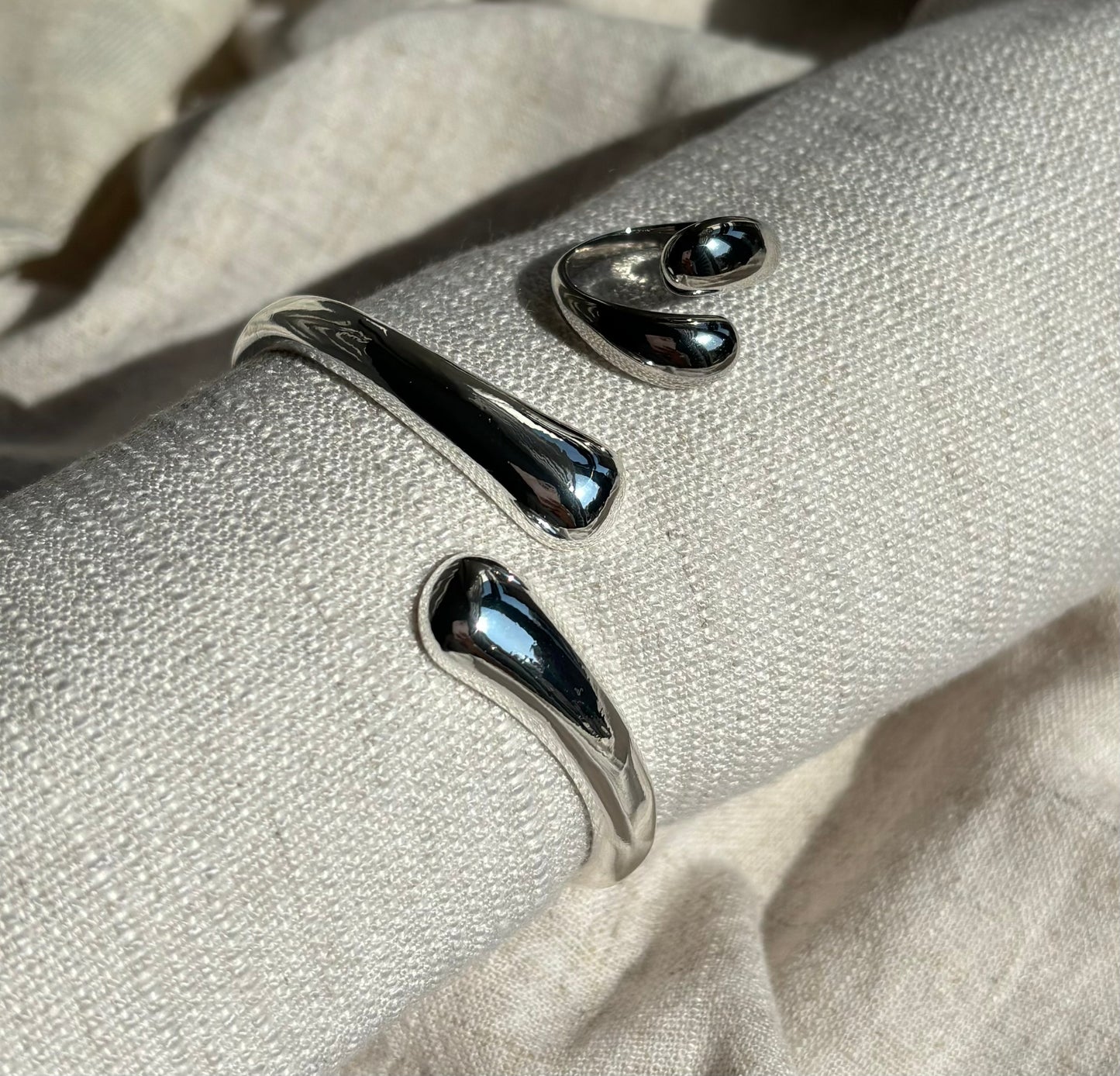 Silver Statement Cuff and Ring Set