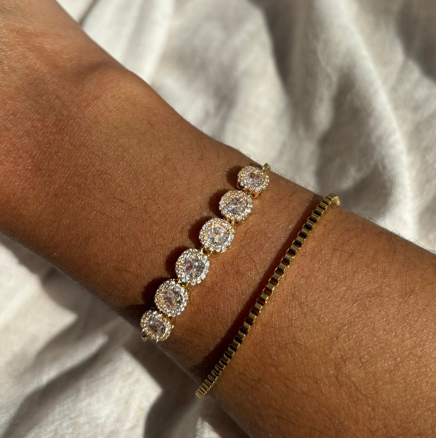 Gold Minimal & Ellen Rhinestone Bracelet Set